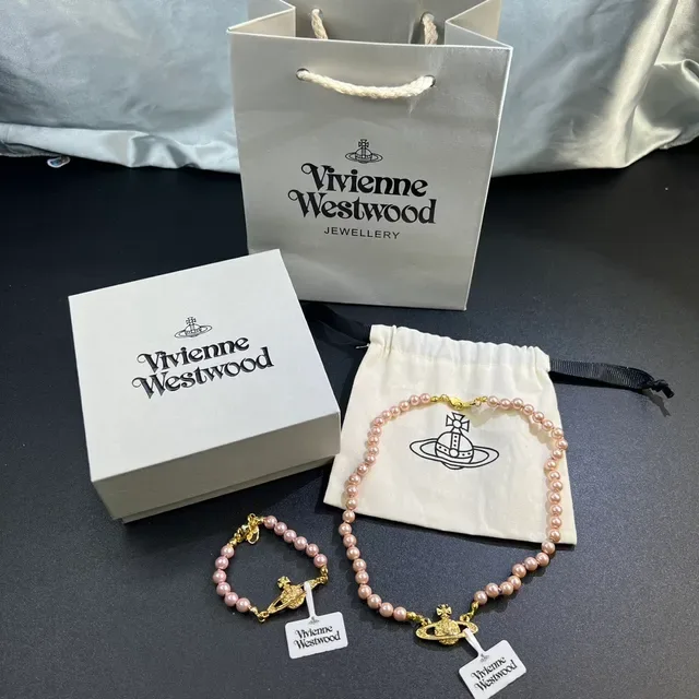 Vivienne Westwood Orb Pink Gold Pearl-Beaded Pendant Necklace 3