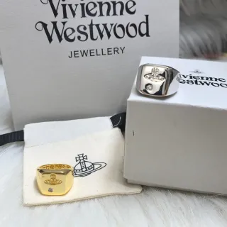 Vivienne Westwood Orb Signet Ring Gold and Silver Tone Rings