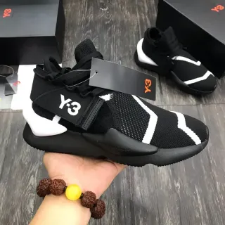 Y-3 Black White Laceless Knit Upper Elastic Strap Closure Lifestyle Sneakers