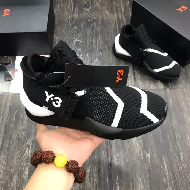 Y-3 Black White Laceless Knit Upper Elastic Strap Closure Lifestyle Sneakers 7