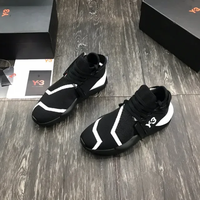 Y-3 Black White Laceless Knit Upper Elastic Strap Closure Lifestyle Sneakers 8
