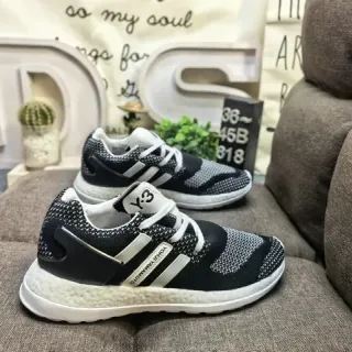 Y-3 Qasa Black White Knit Upper Three-Stripe Side Panel Lifestyle Sneakers