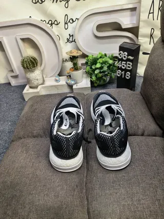 Y-3 Qasa Black White Knit Upper Three-Stripe Side Panel Lifestyle Sneakers 8