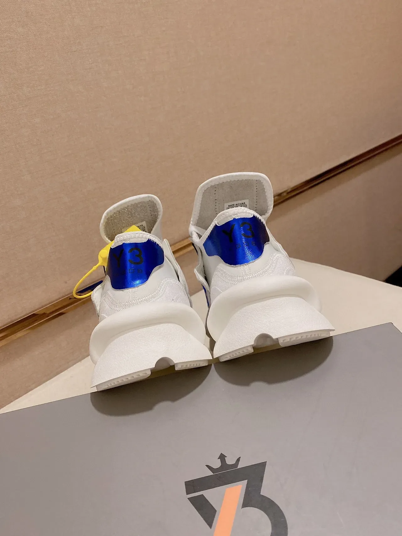 Yohji Yamamoto Sculpted Sole White and Blue Mesh Sneaker 4