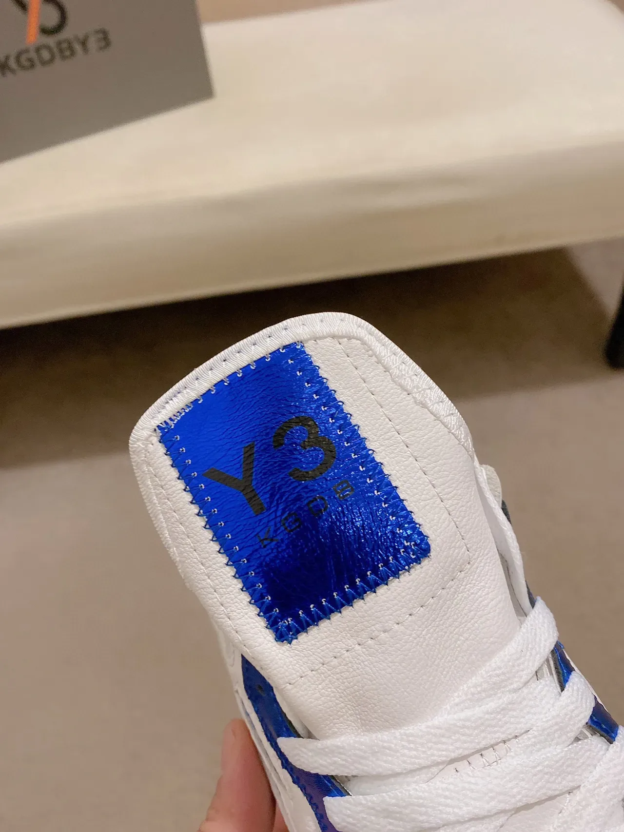 Yohji Yamamoto Sculpted Sole White and Blue Mesh Sneaker 6