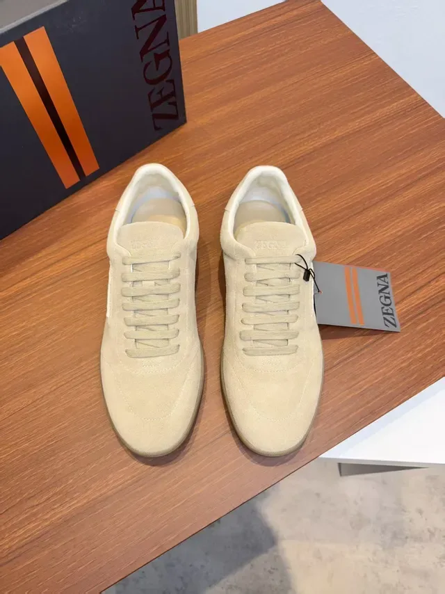 Zegna Beige Suede Lifestyle Sneakers 5