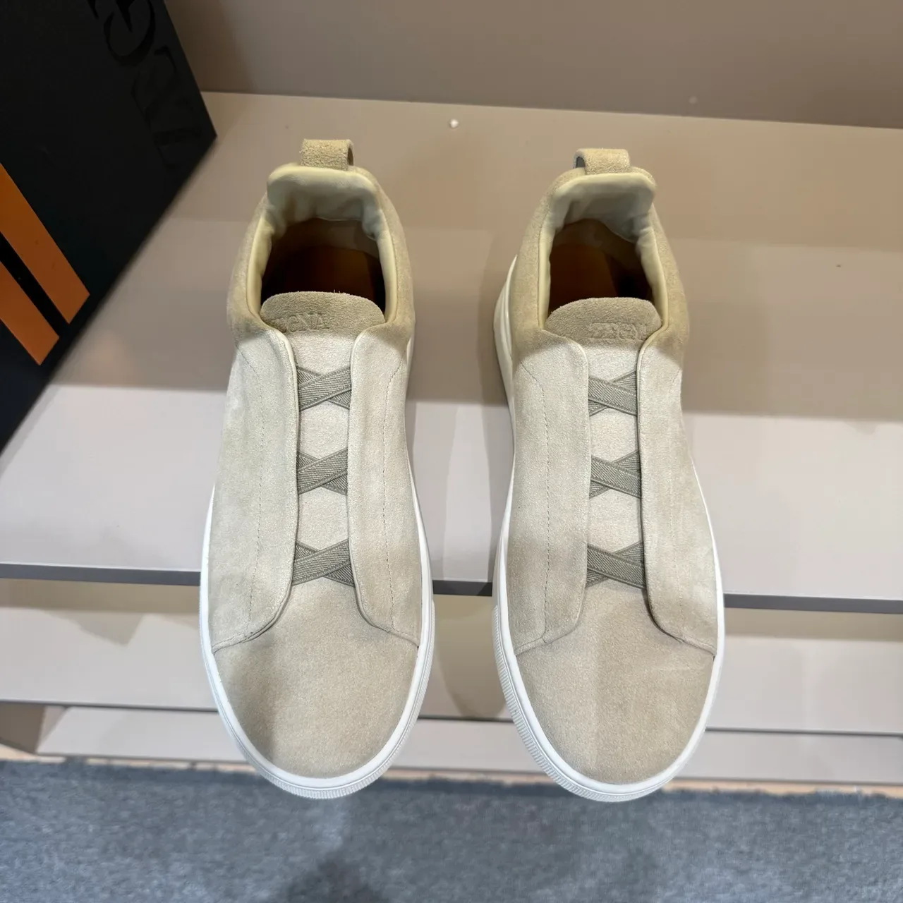 Zegna Beige Suede Slip-On Lifestyle Sneakers 4