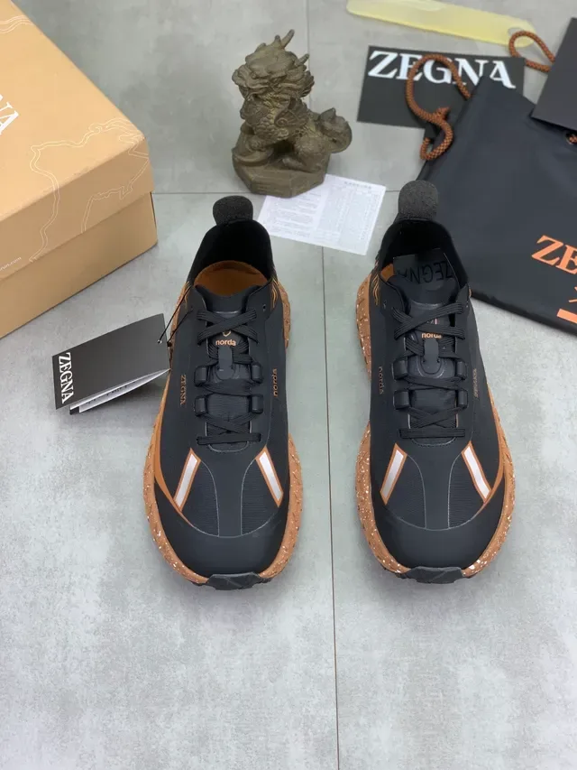 Zegna Black and Brown Speckled Midsole Lifestyle Sneakers 4
