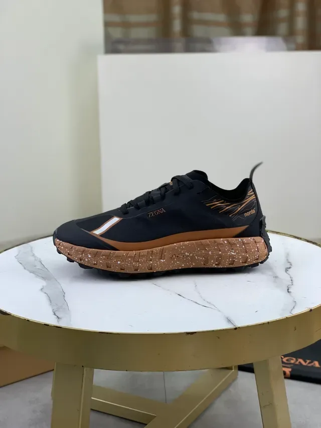 Zegna Black and Brown Speckled Midsole Lifestyle Sneakers 5