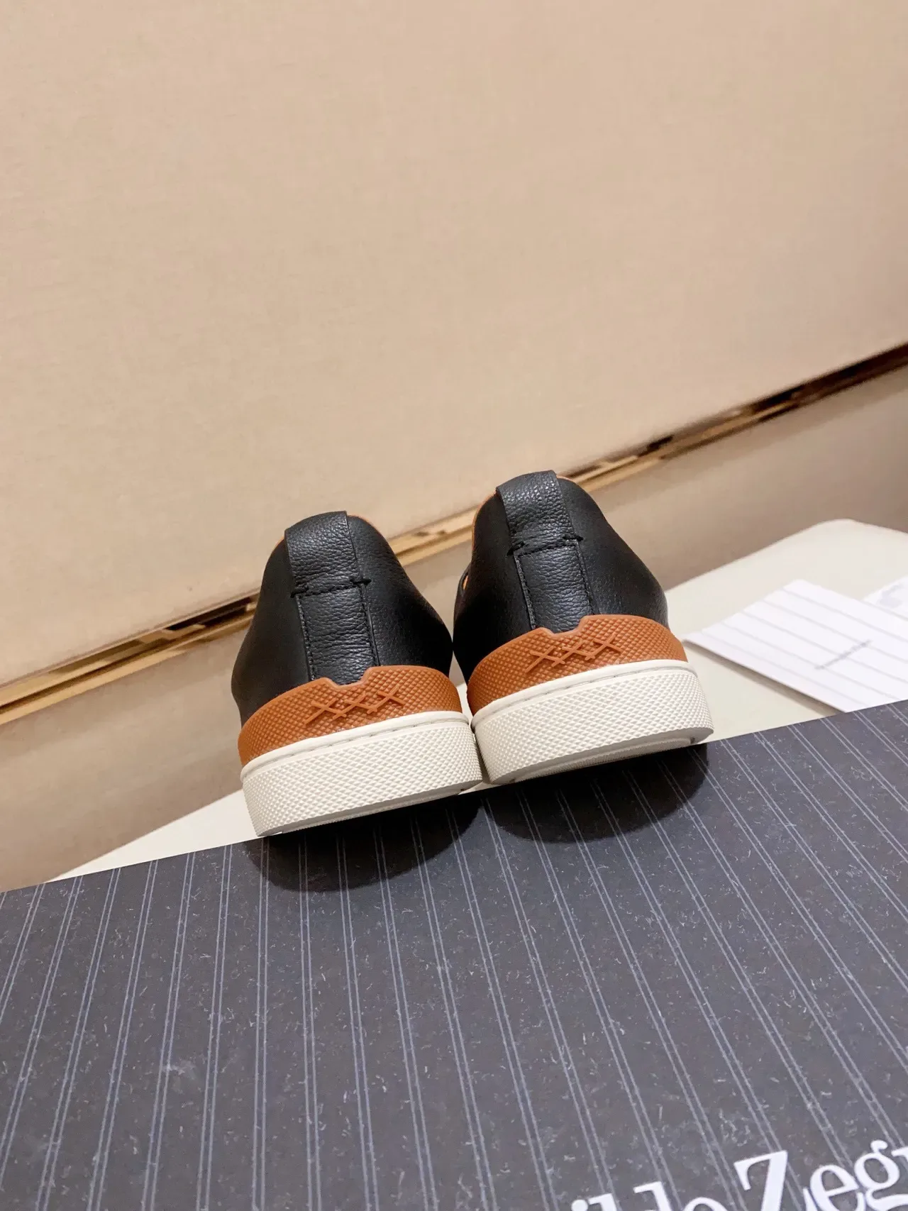 Zegna Black and Tan Leather Laceless Lifestyle Sneaker 3