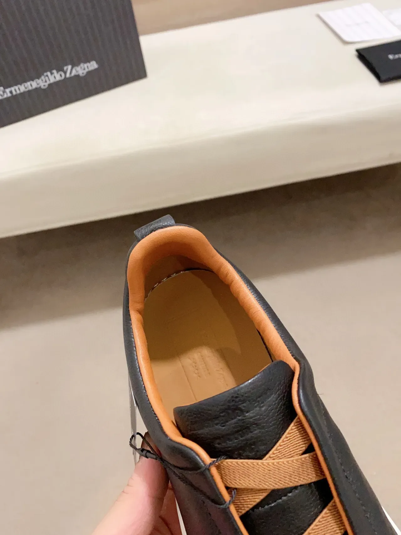 Zegna Black and Tan Leather Laceless Lifestyle Sneaker 5