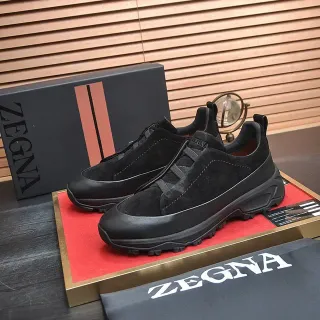 Zegna কালো চামড়ার স্লিপ-অন লাইফস্টাইল স্নিকার্স