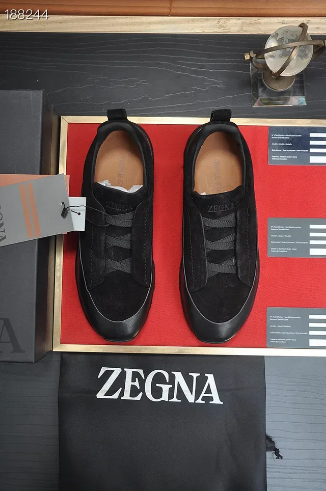 Zegna Chaussures Lifestyle en Daim Noir à enfiler 5