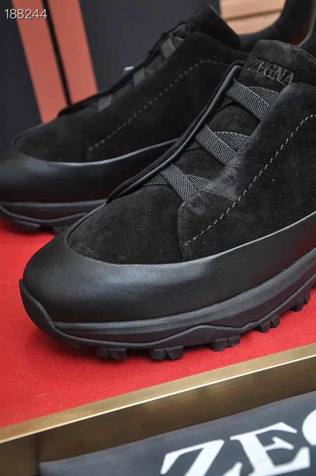 Zegna Chaussures Lifestyle en Daim Noir à enfiler 6