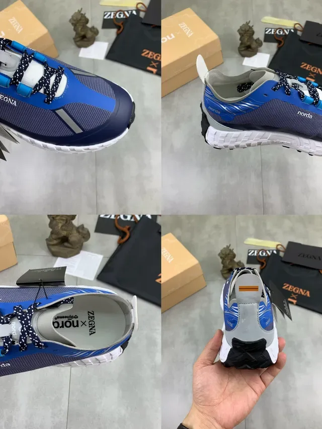 Zegna Blue and Navy Mesh Lifestyle Sneakers 3