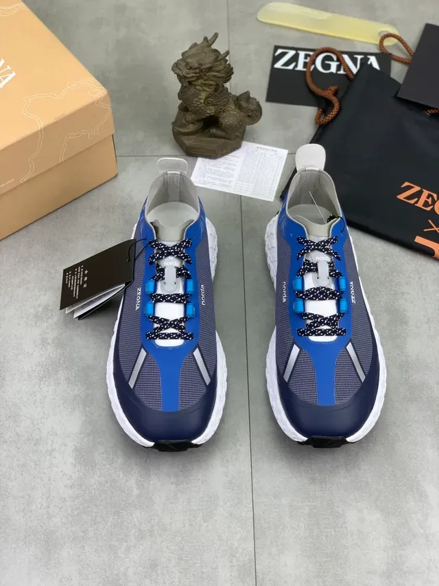 Zegna Blue and Navy Mesh Lifestyle Sneakers 5