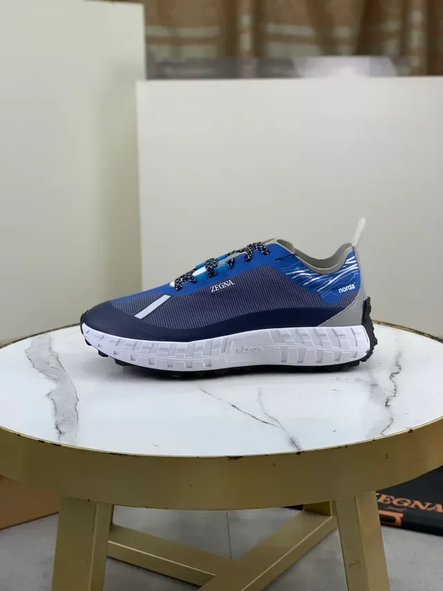 Zegna Blue and Navy Mesh Lifestyle Sneakers 6
