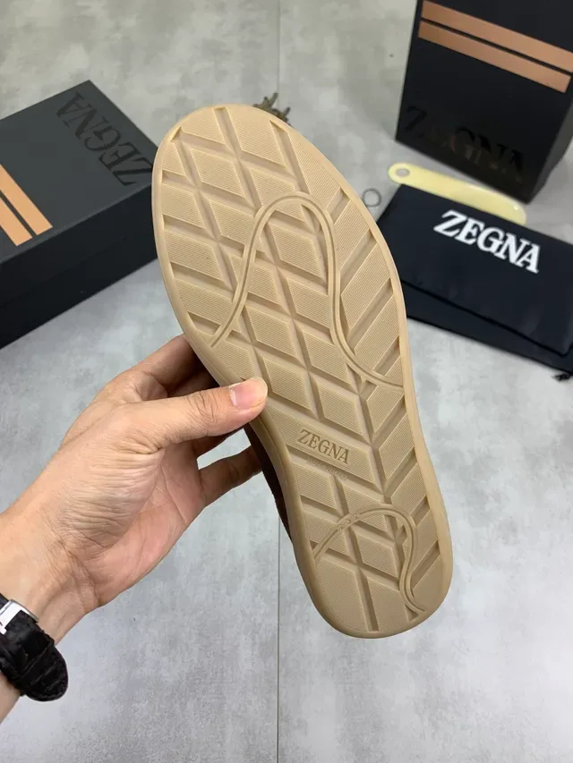 Zegna Chaussures lifestyle marron en daim low-top 2