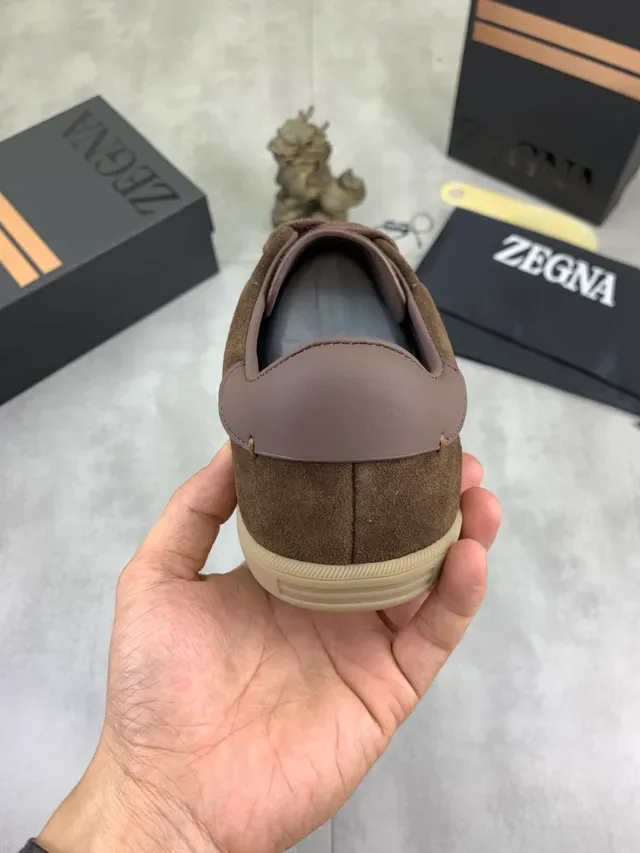 Zegna Chaussures lifestyle marron en daim low-top 3