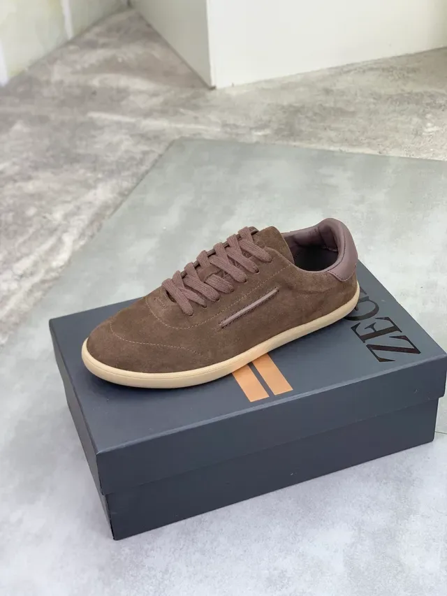 Zegna Chaussures lifestyle marron en daim low-top 4