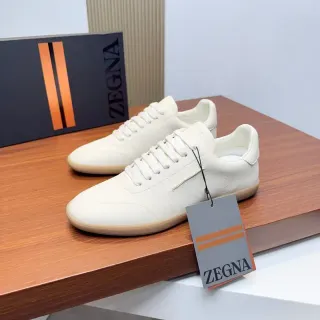 Zegna Off-White Leather-Textured Lifestyle Sneakers