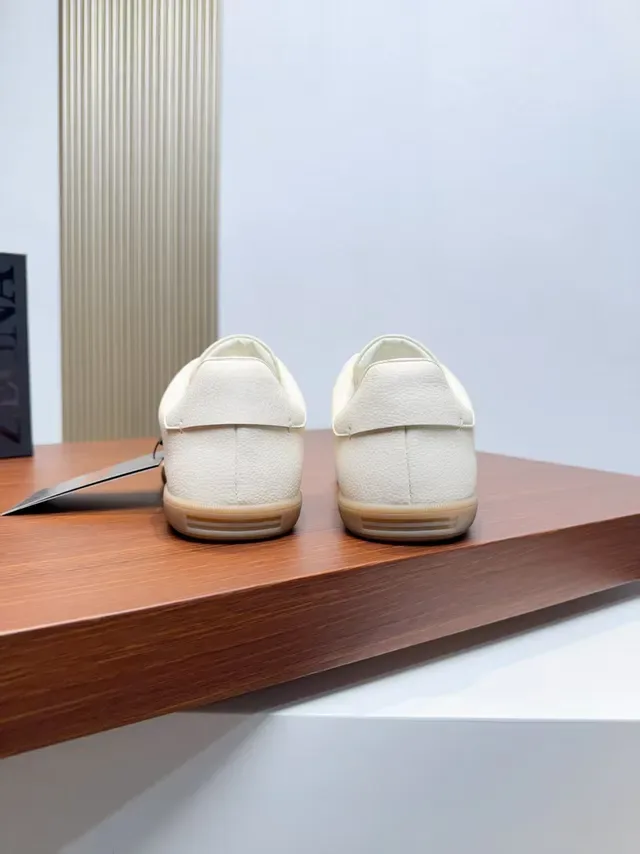 Zegna Off-White Leather-Textured Lifestyle Sneakers 3