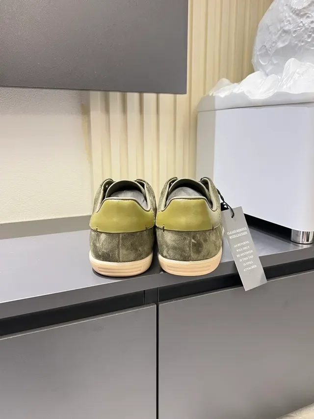 Zegna Olive Green Suede Lace-Up Lifestyle Sneakers 2
