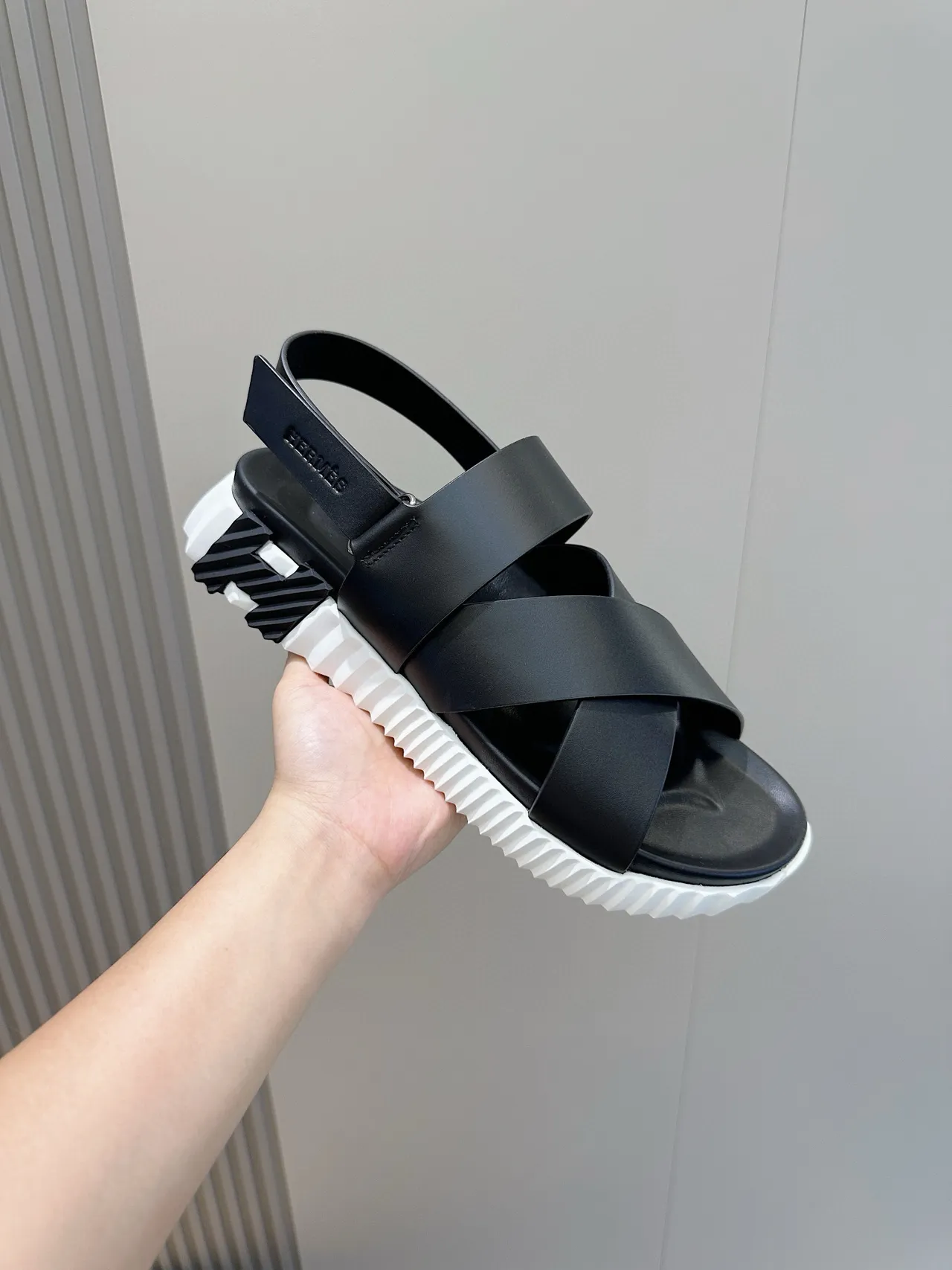 1017 ALYX 9SM Cross Strap Sandal Black and White Gladiator Sandals 5