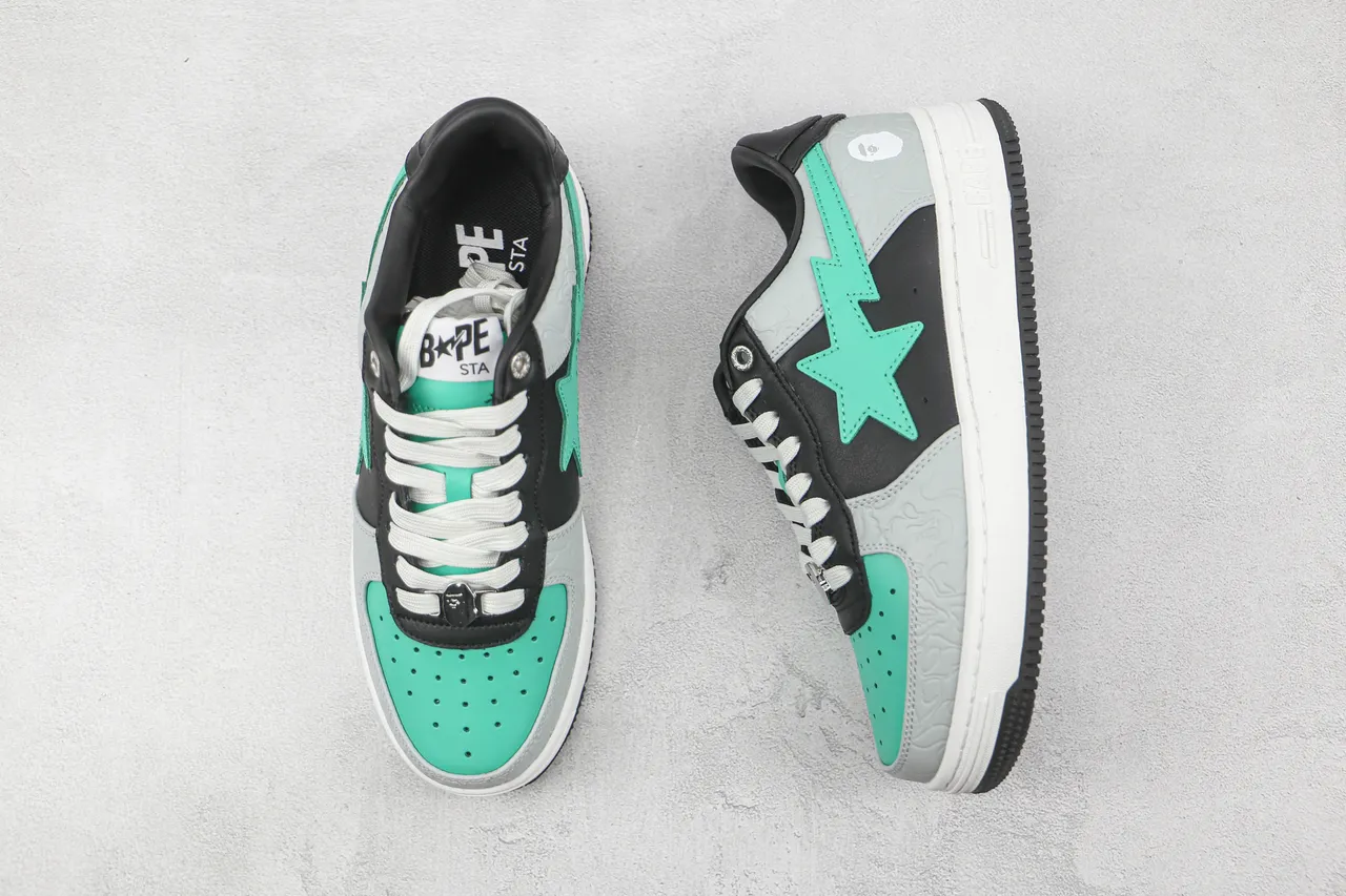 A Bathing Ape BAPE STA Gray Black Mint Green Lifestyle Sneakers 3