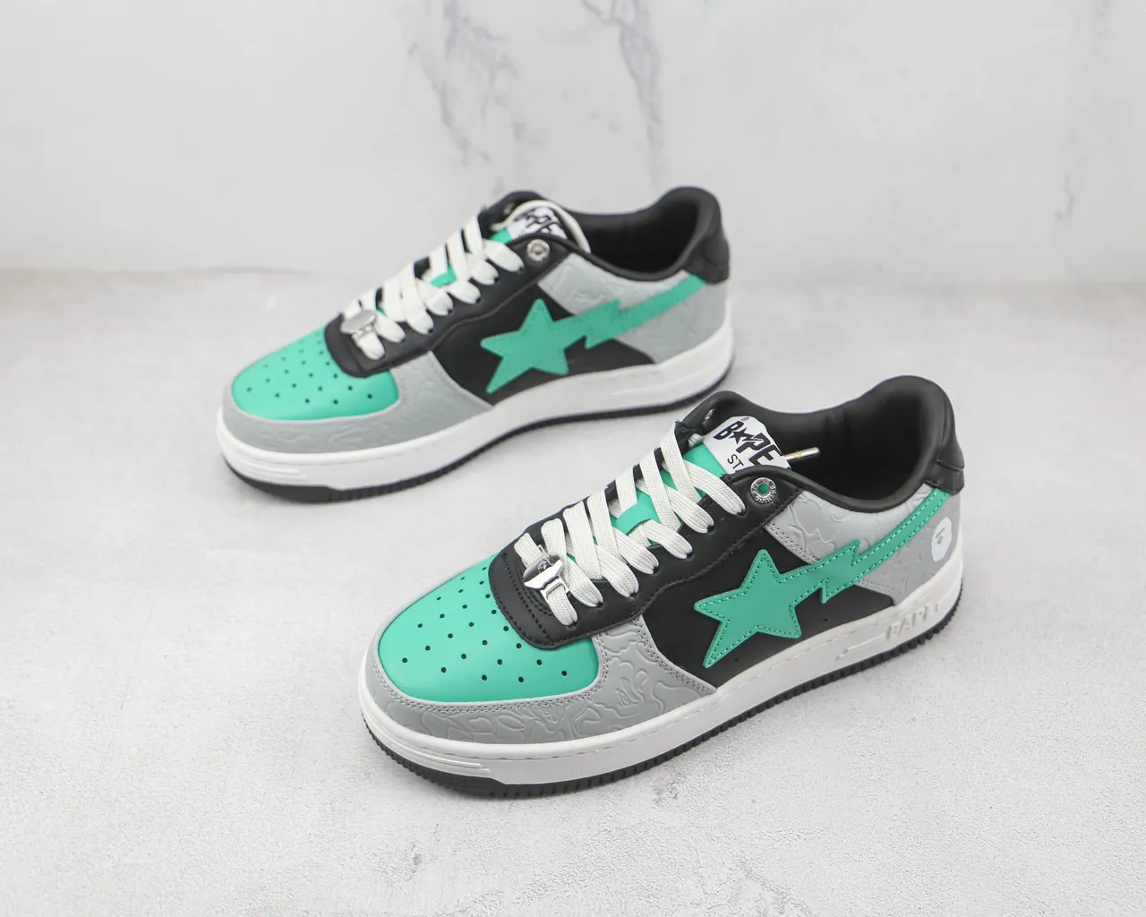 A Bathing Ape BAPE STA Gray Black Mint Green Lifestyle Sneakers 4