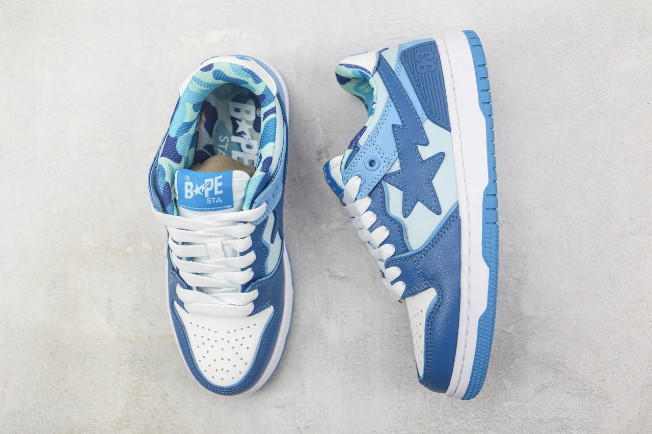 A Bathing Ape BAPE STA Light Blue and White Lifestyle Sneakers 3