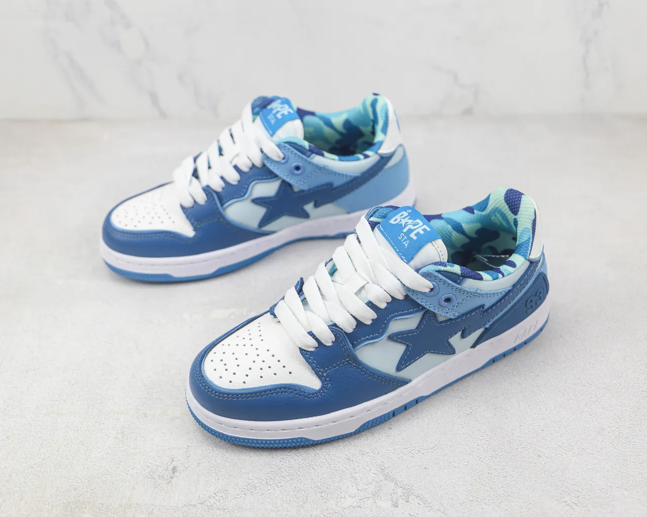 A Bathing Ape BAPE STA Light Blue and White Lifestyle Sneakers 4