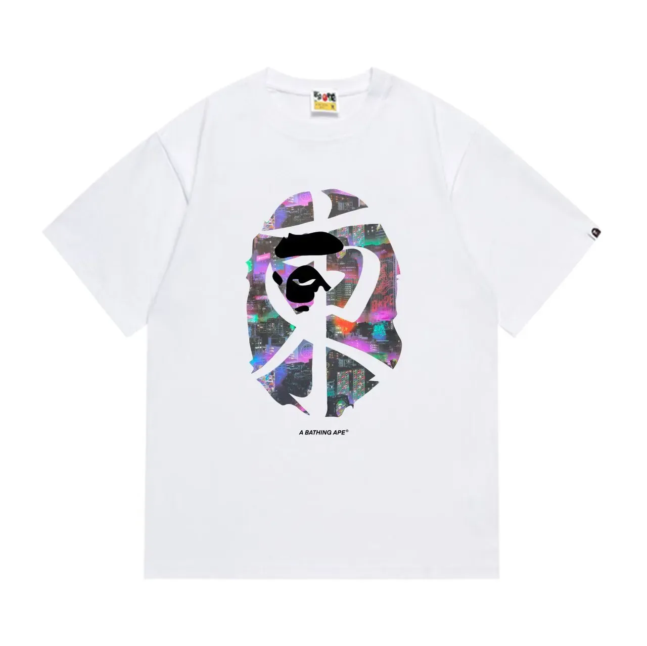 A Bathing Ape Kanji Ape Head Neon Cityscape Graphic T-Shirt 3