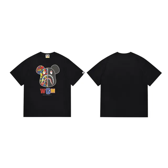 A Bathing Ape x Medicom Toy Split Bear Shark Graphic Black T-Shirt 3