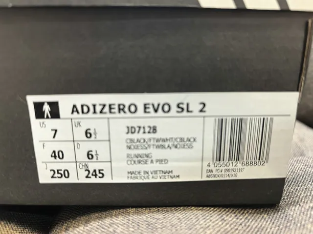 Adidas Adizero Evo SL 2 Black Silver Running Shoes 10