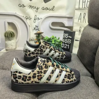Adidas Beige Black Leopard-Print Upper White Three Stripes Lifestyle Sneakers