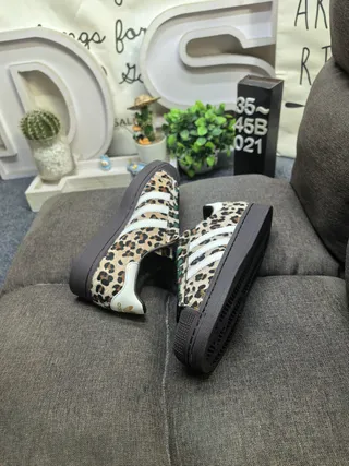 Adidas Beige Black Leopard-Print Upper White Three Stripes Lifestyle Sneakers 6