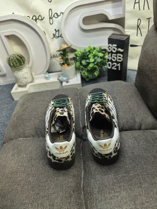 Adidas Beige Black Leopard-Print Upper White Three Stripes Lifestyle Sneakers 8