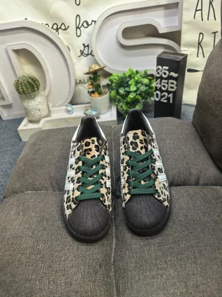 Adidas Beige Black Leopard-Print Upper White Three Stripes Lifestyle Sneakers 10