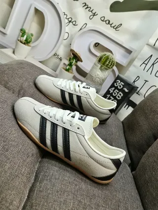 Adidas Beige Black Suede Upper Three-Stripe Side Lifestyle Sneakers 7