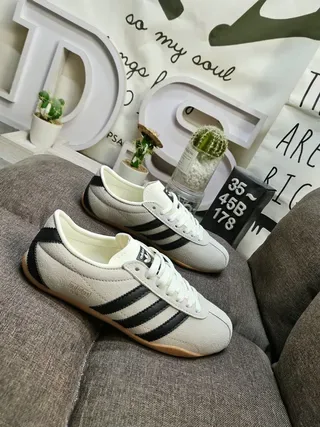 Adidas Beige Black Suede Upper Three-Stripe Side Lifestyle Sneakers 9
