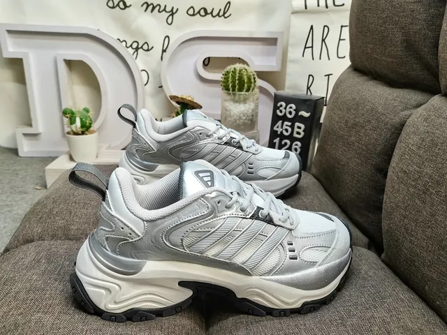 Adidas Beige Gray Platform Sole Layered Synthetic Cage Chunky Sneakers 11