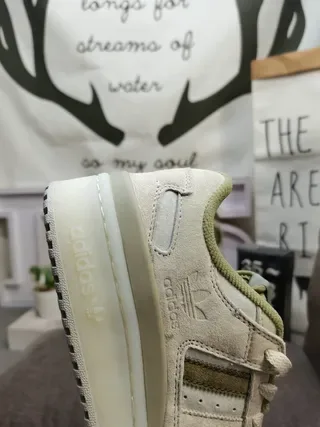 Adidas Beige Green Low-Top Suede-and-Textile Upper Lifestyle Sneakers 3