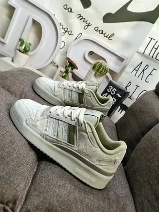 Adidas Beige Green Low-Top Suede-and-Textile Upper Lifestyle Sneakers 7