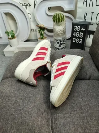 Adidas Beige Red Low-Top Suede And Leather Upper Lifestyle Sneakers 6