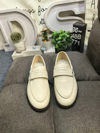 Adidas Beige White Laceless Three-Stripe Side Panel Loafer 10