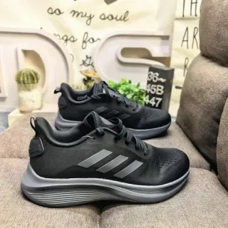 Adidas Black and Gray Three-Stripe Lifestyle Sneakers