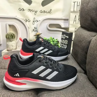 Adidas Black and Red Three-Stripe Mesh Lifestyle Sneakers