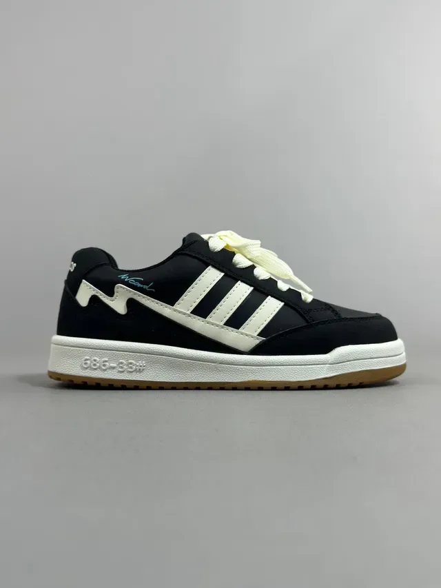 Adidas Black and White Three-Stripe Cupsole Lifestyle Sneakers 8