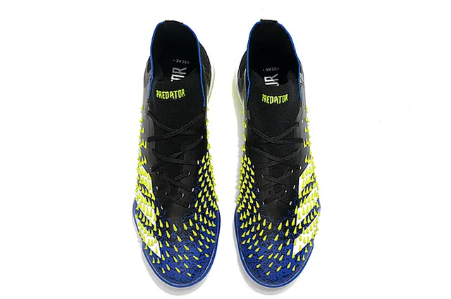 Adidas Noir Bleu Haut-Coupé Col Ajusté à la Chaussette Lacets Asymétriques Chaussures de Football sur Gazon 2